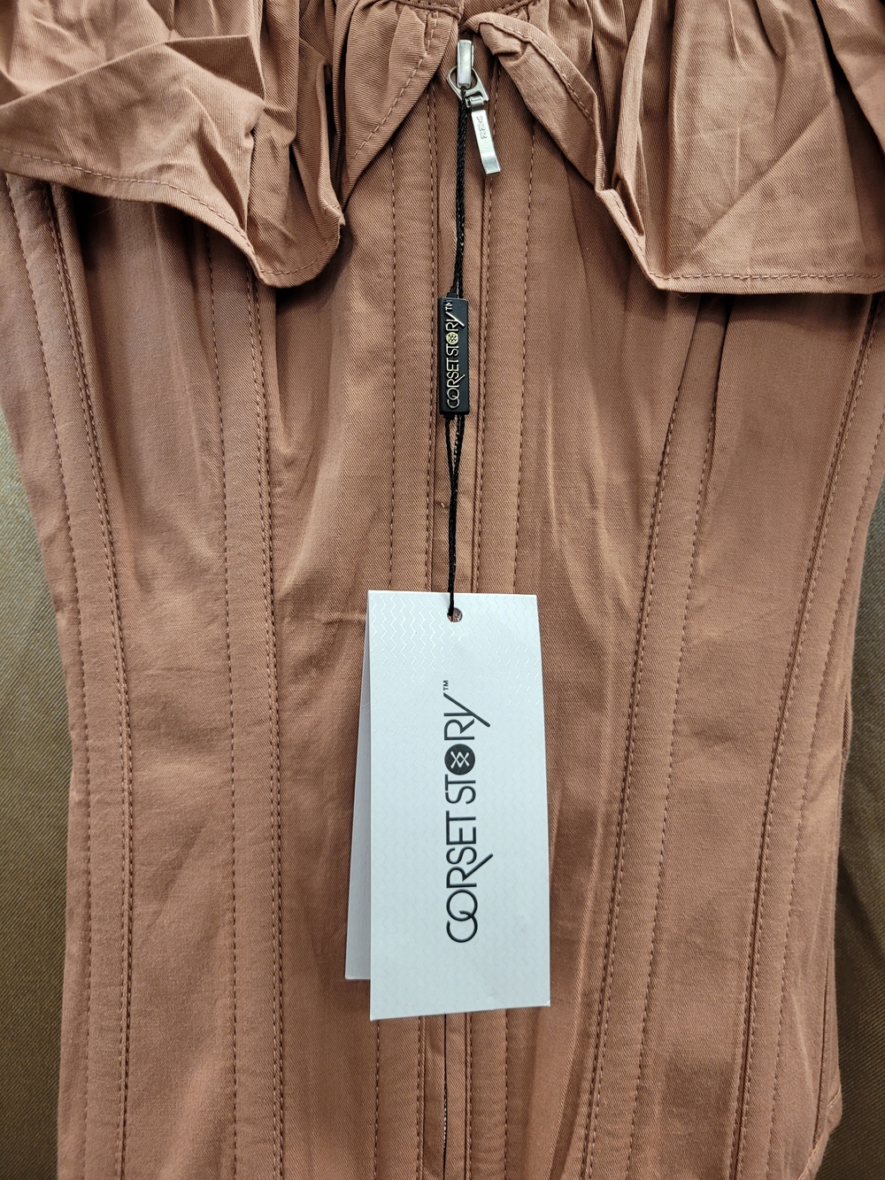 Corset Story Mauve Brown Corset Top with Front Zipper